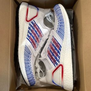 Adidas Ultra Boost 20 Running Shoes Red White Blue Men’s Size 13 #EG0712